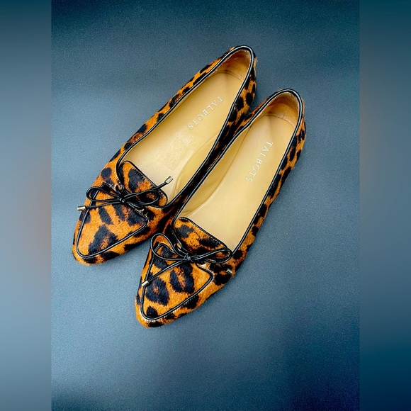 Talbots Women Classic Leopard Francesca Bow Slip On Pointed Toe Flats Size 6.5 M - Picture 1 of 9